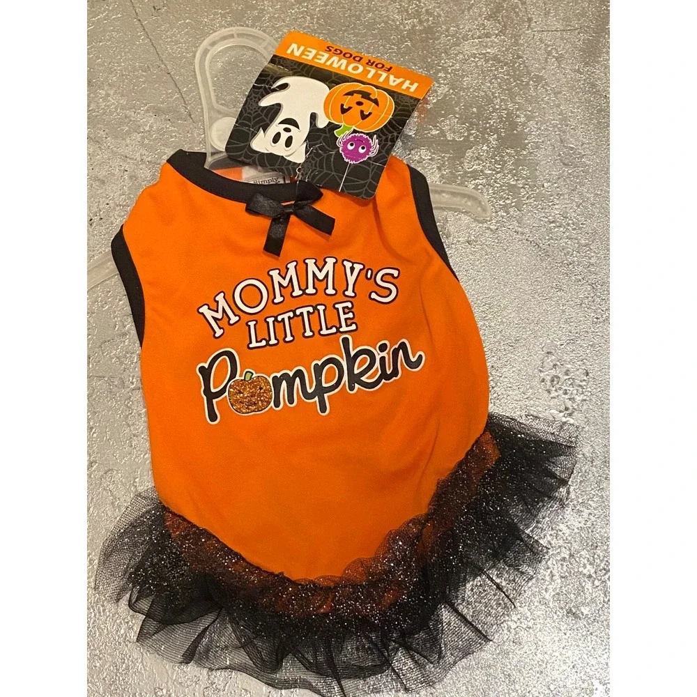 Simply Wag Pet‎ Costume Small Orange Halloween Pumpkin Tutu Dress NWT